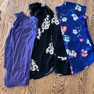 Lot Of 3 Womens M Tops Floral Solid Office Work Business Casual Career Layer EUC